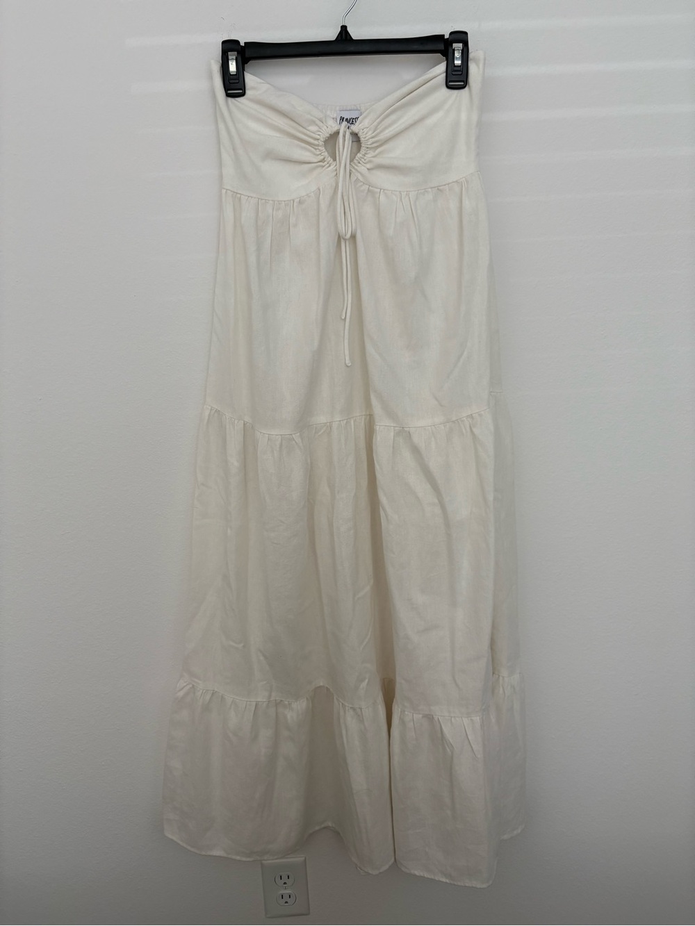Princess Polly Strapless White Tiered Maxi Dress